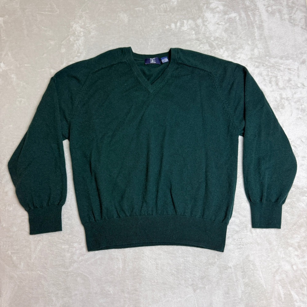 VTG Hunt Club 100% Cashmere Sweater Mens XL Dark Green V-Neck Soft Quiet Luxury